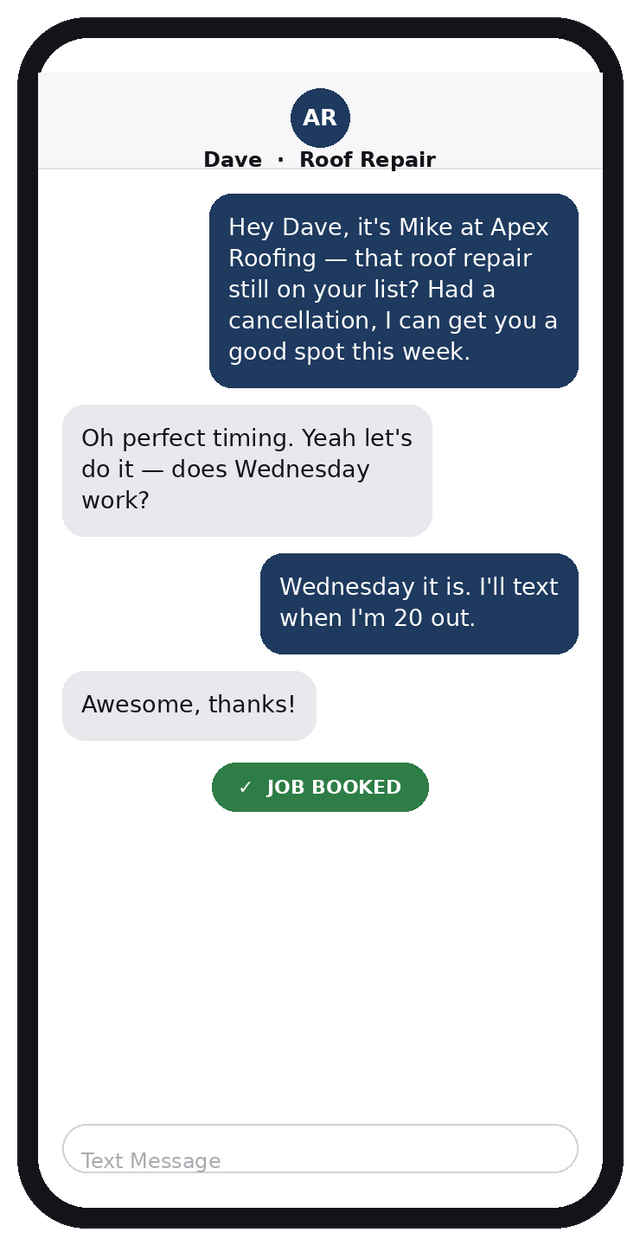Recovering a cold quote by text